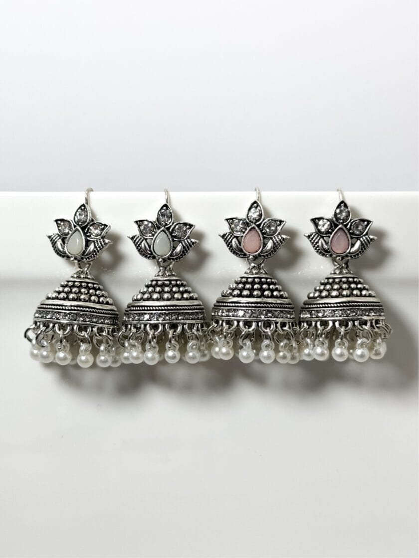 Gul e lela jhumki silver (7 colors)