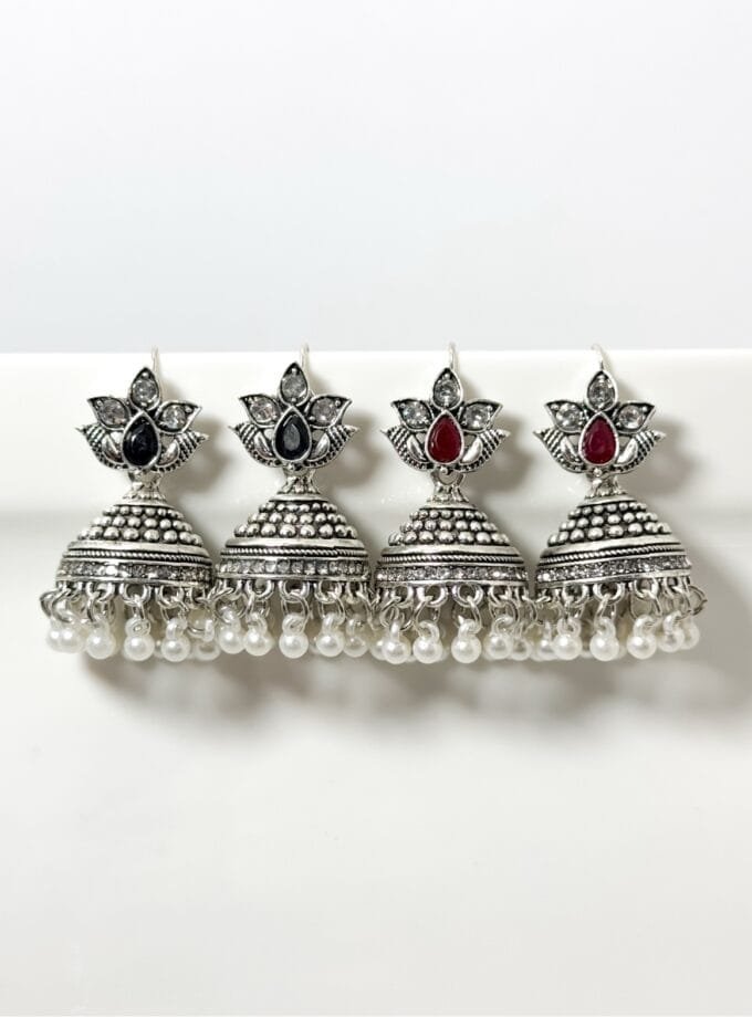 Gul e lela jhumki silver (7 colors)