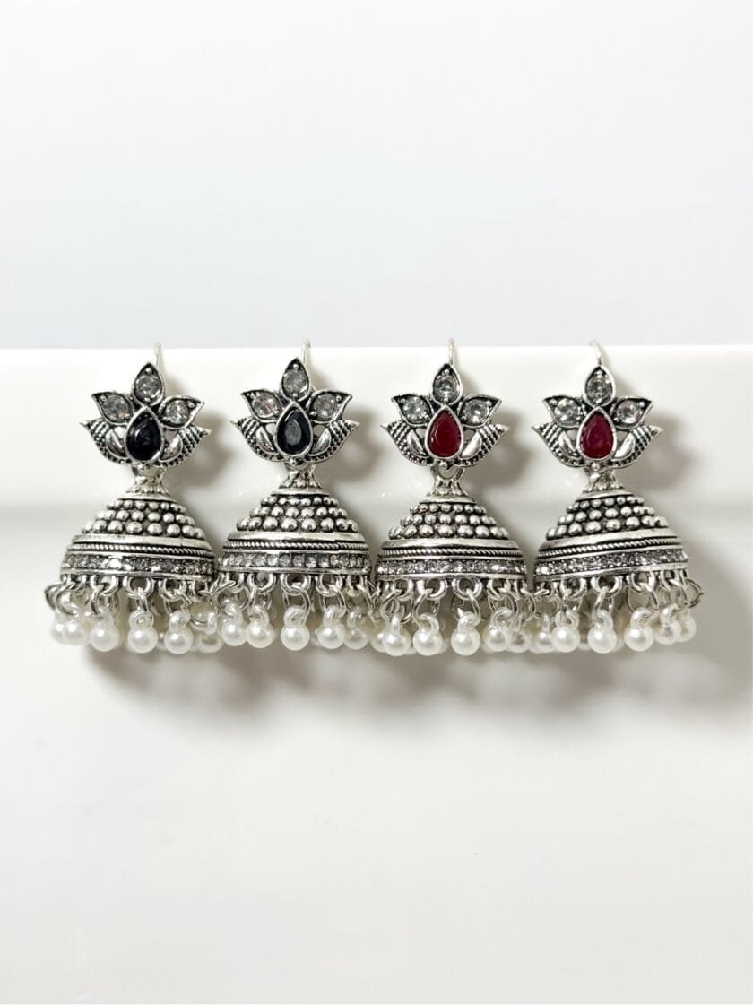 Gul e lela jhumki silver (7 colors) - Image 2