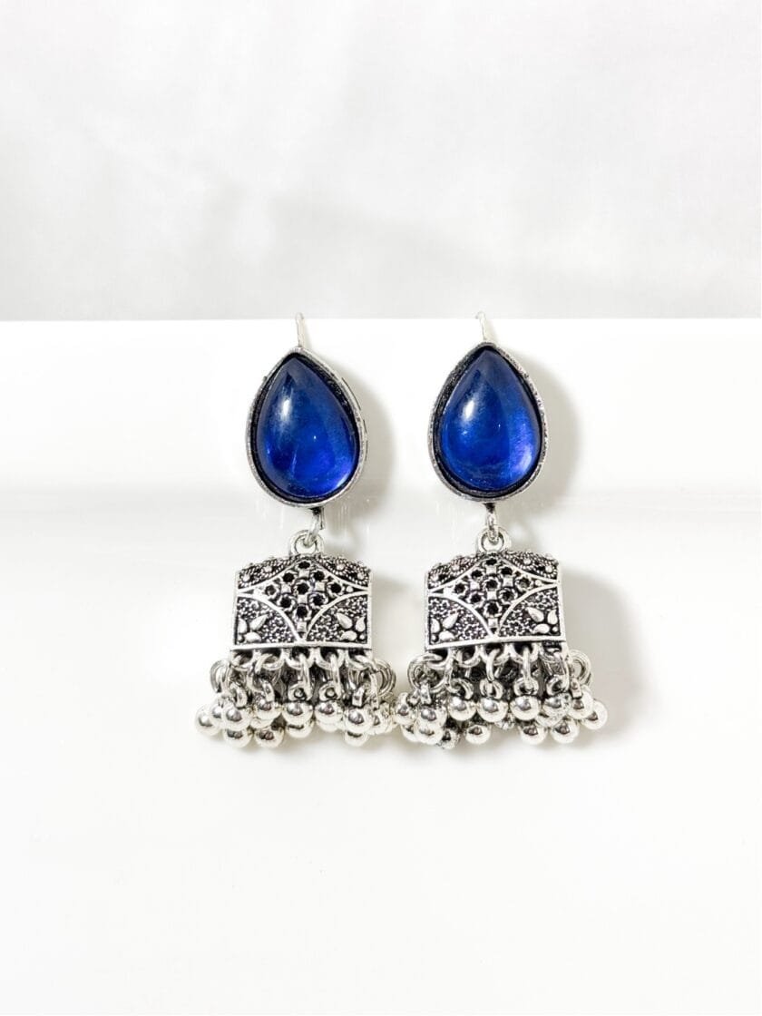 Paan palki silver jhumka (8 colors - Image 4