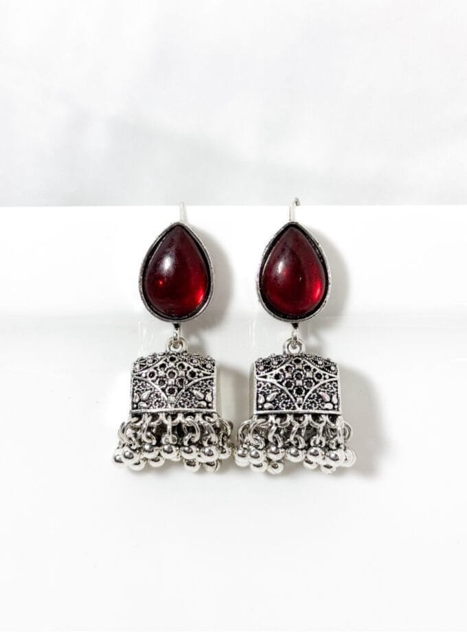 Paan palki silver jhumka (8 colors