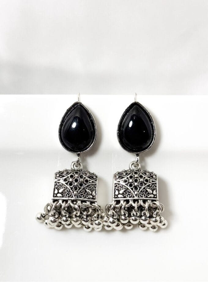 Paan palki silver jhumka (8 colors