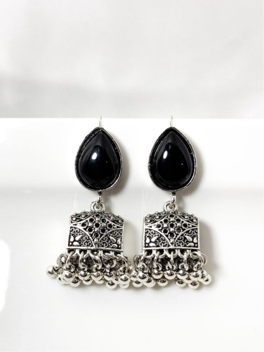 Paan palki silver jhumka (8 colors - Image 3