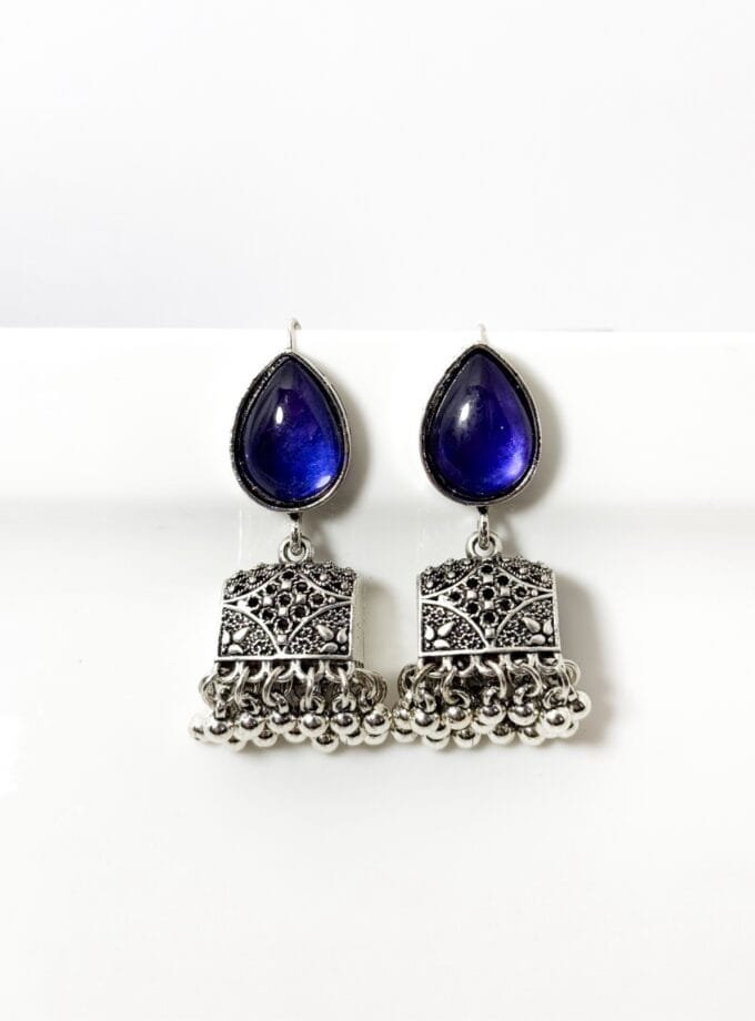 Paan palki silver jhumka (8 colors