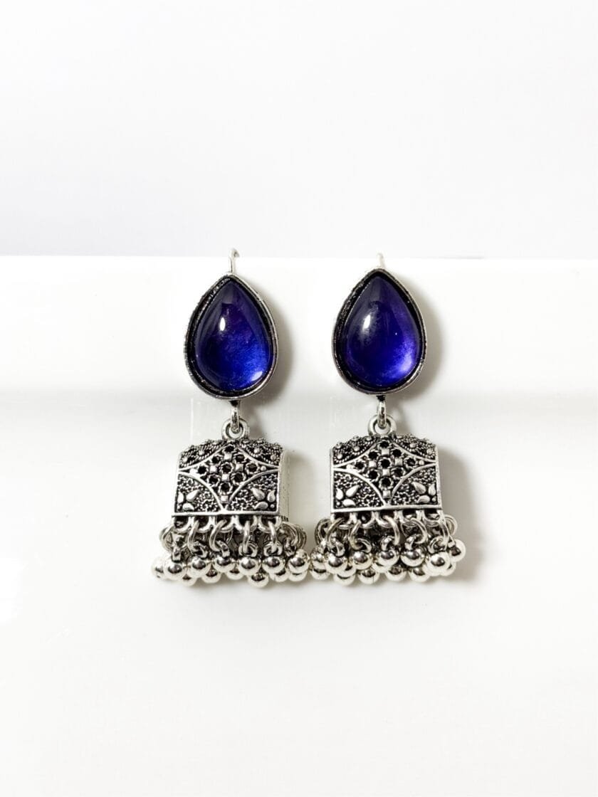 Paan palki silver jhumka (8 colors - Image 6