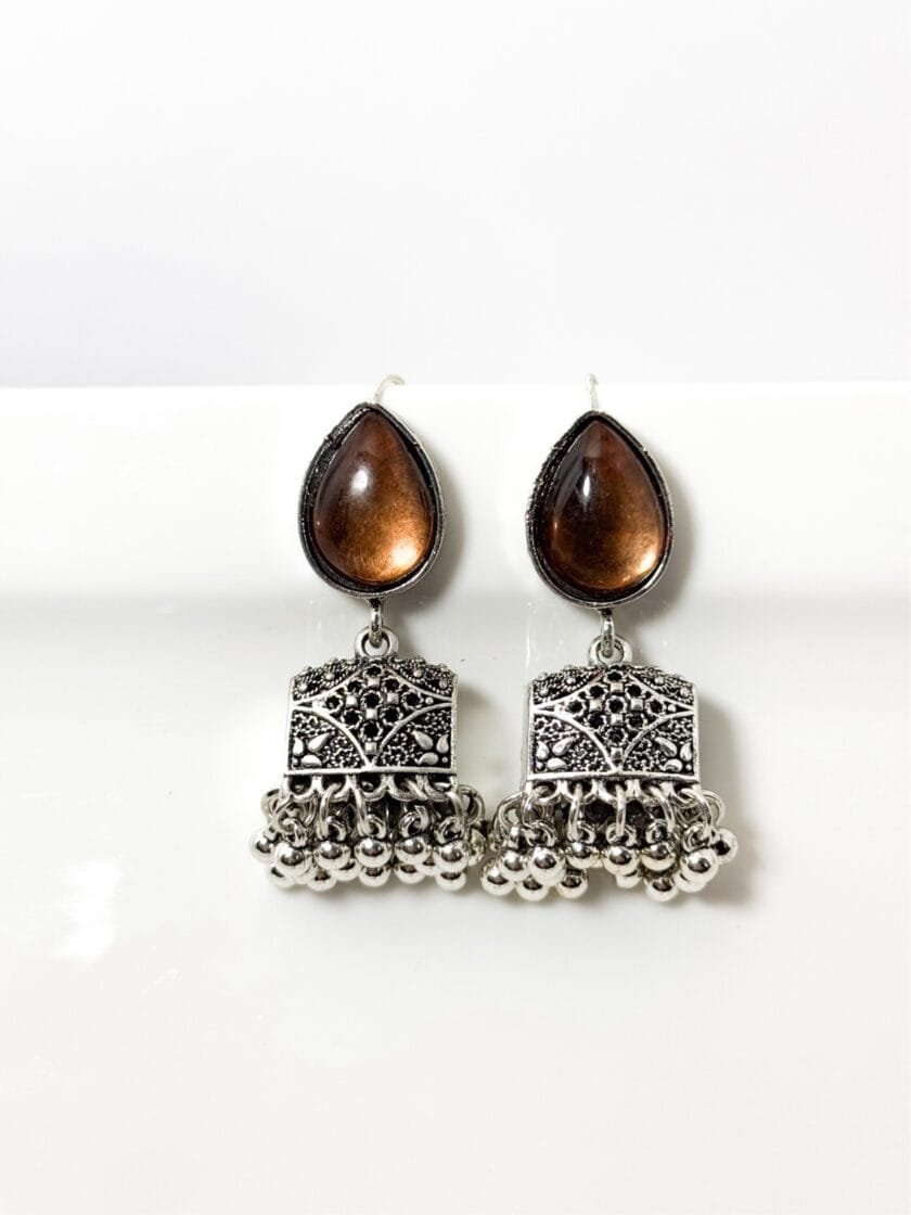 Paan palki silver jhumka (8 colors - Image 8
