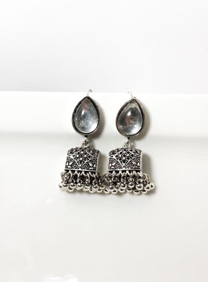 Paan palki silver jhumka (8 colors