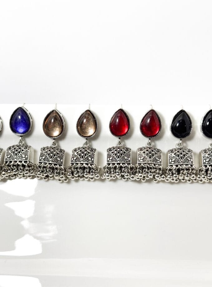 Paan palki silver jhumka (8 colors