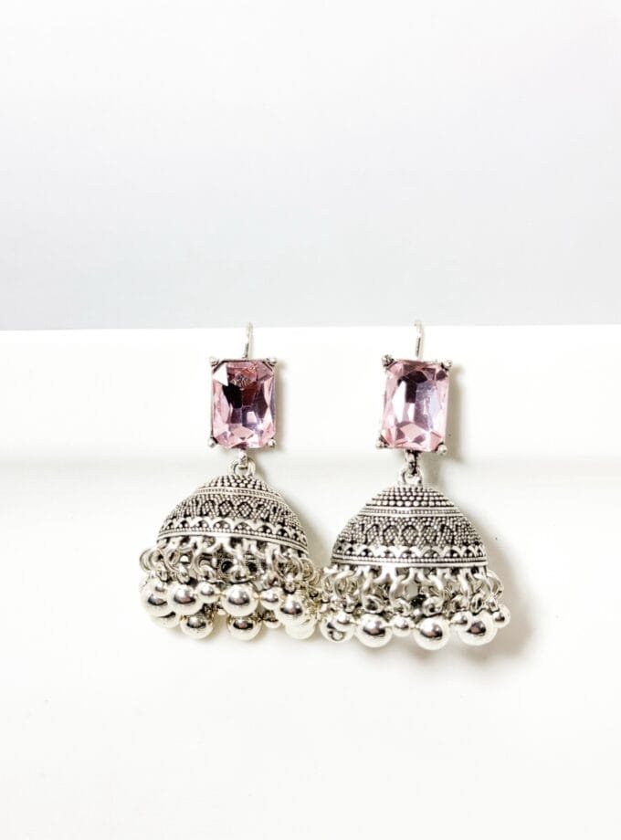 Silver stone matka jhumki (8 colors)