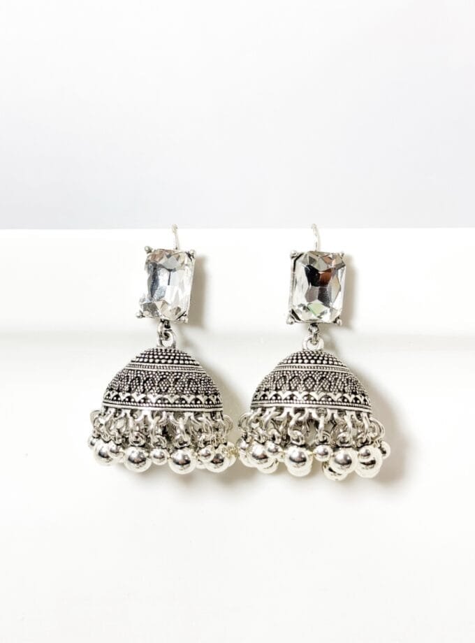Silver stone matka jhumki (8 colors)