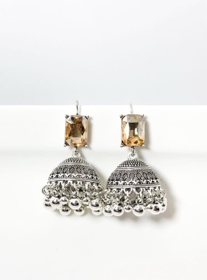 Silver stone matka jhumki (8 colors)