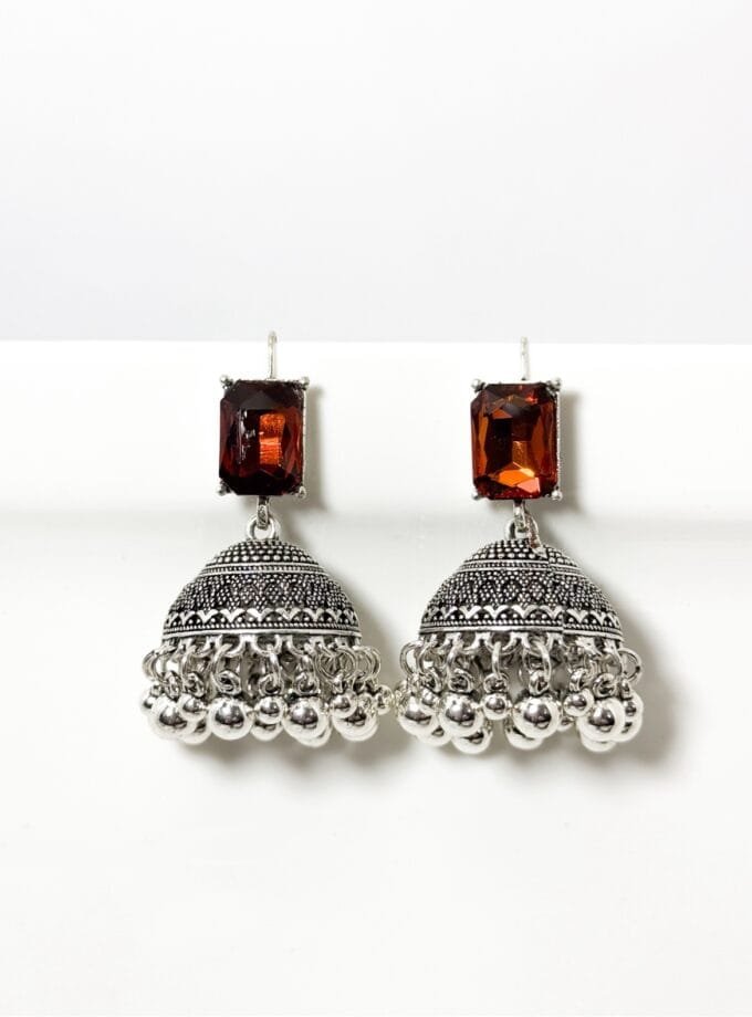 Silver stone matka jhumki (8 colors)