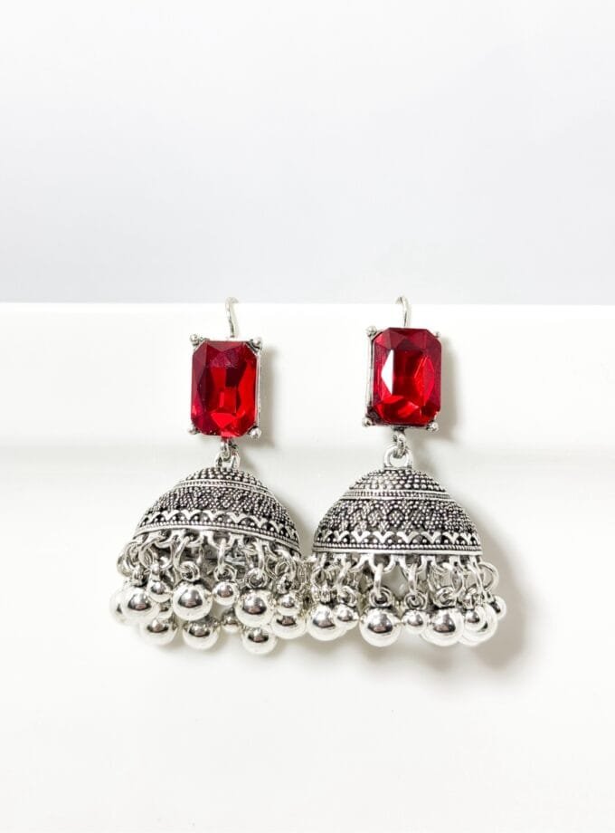 Silver stone matka jhumki (8 colors)