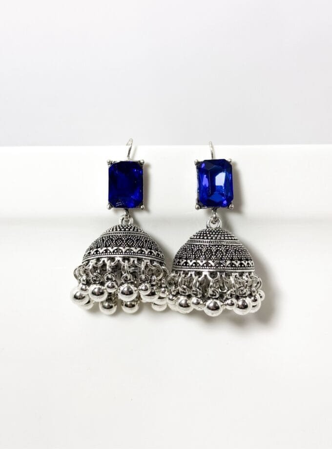 Silver stone matka jhumki (8 colors)