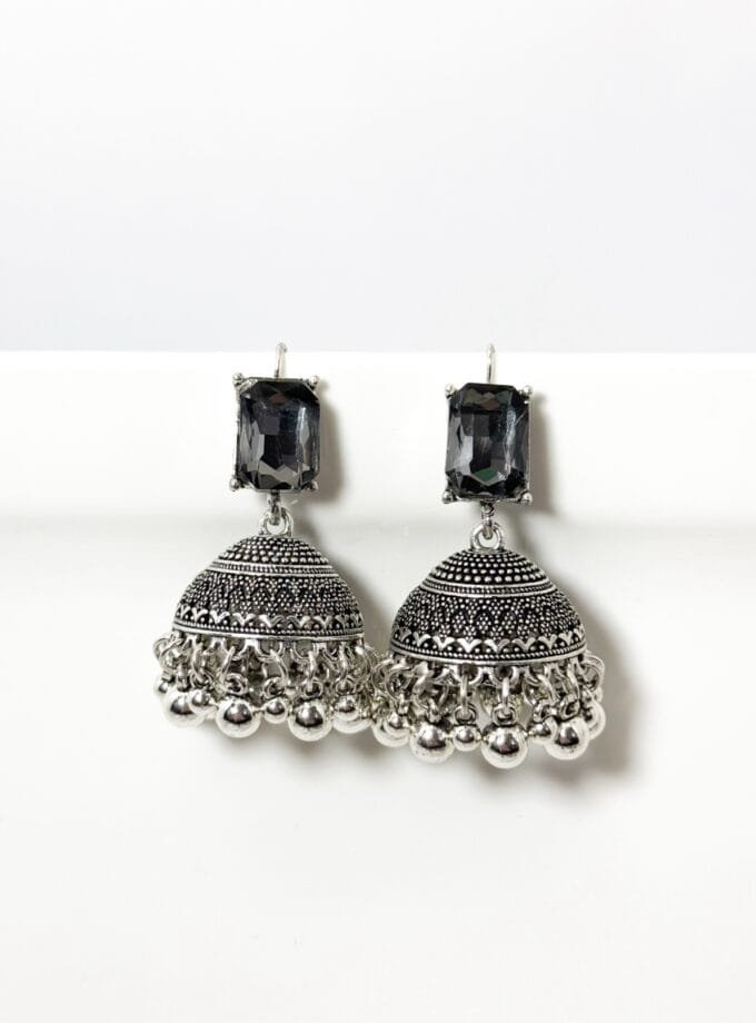 Silver stone matka jhumki (8 colors)