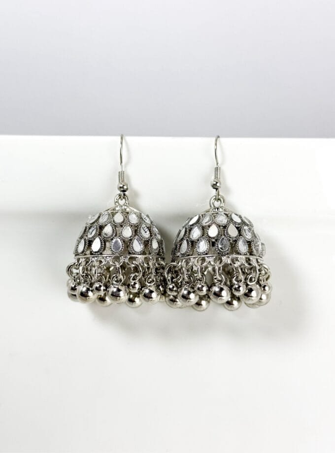 Kundan jhumka silver