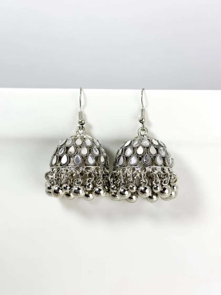 Kundan jhumka silver