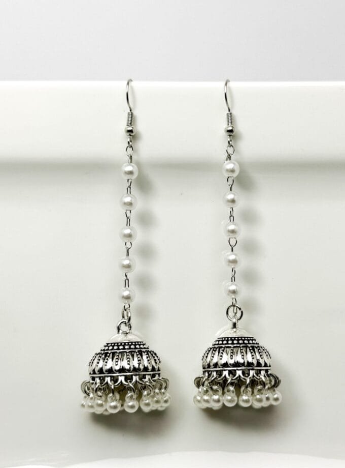 Boho tassel jhumki silver