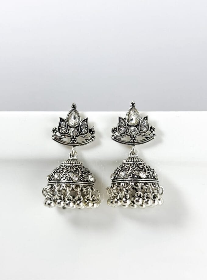 Kundan jhumki silver