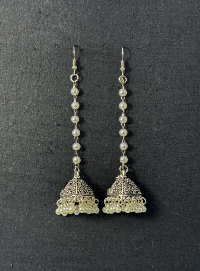 Noori tassel silver jhumka