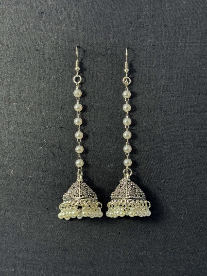 Noori tassel silver jhumka - Image 2