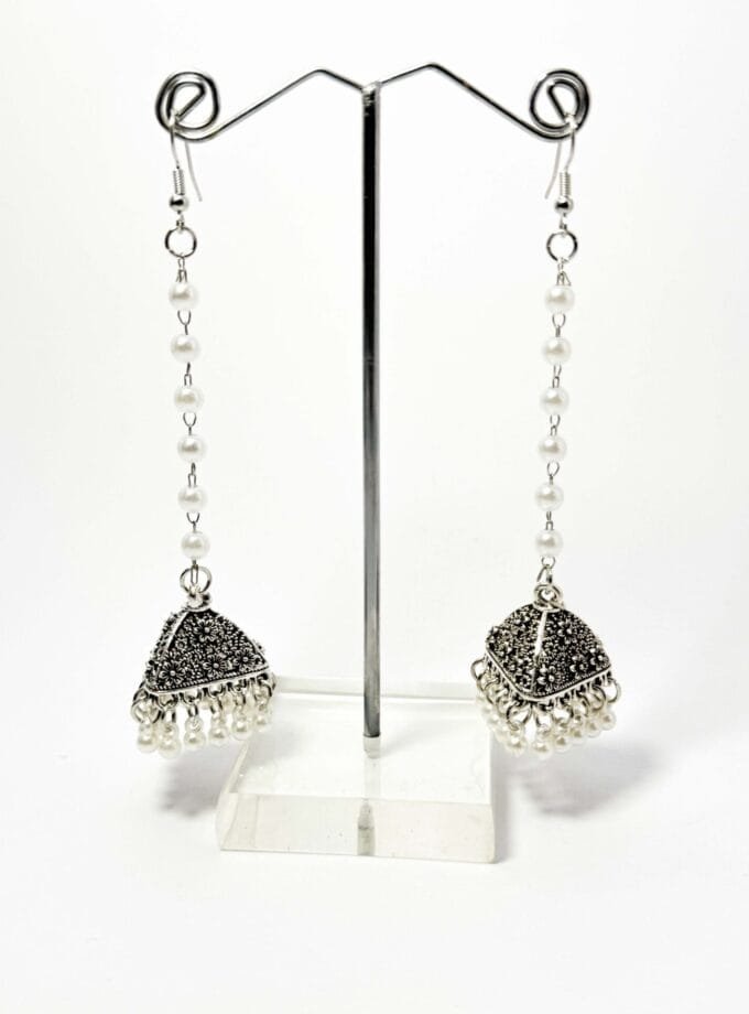 Noori tassel silver jhumka
