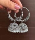 Bali jhumki silver stones