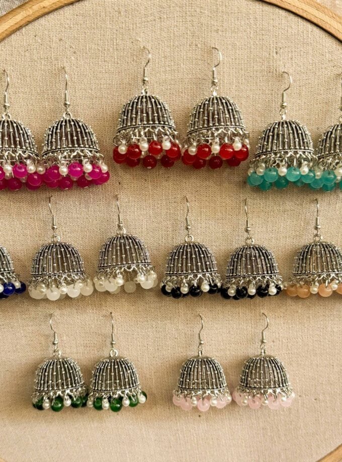 Bano matka silver jhumka (9 colors)