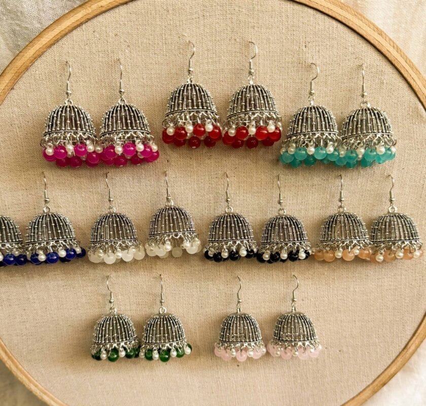 Bano matka silver jhumka (9 colors)
