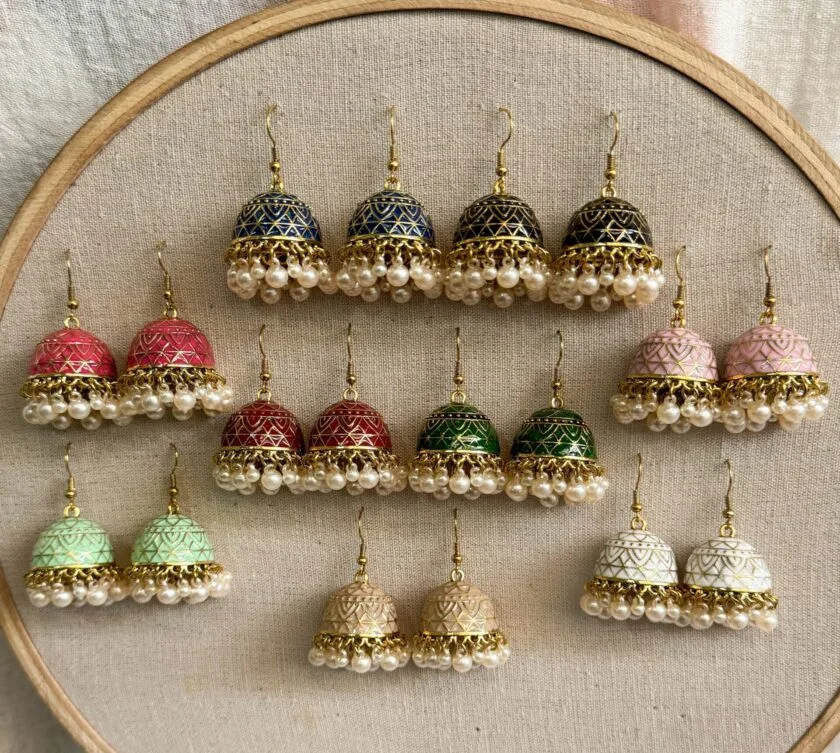 Mehru matka golden jhumka (9 colors) - Image 2