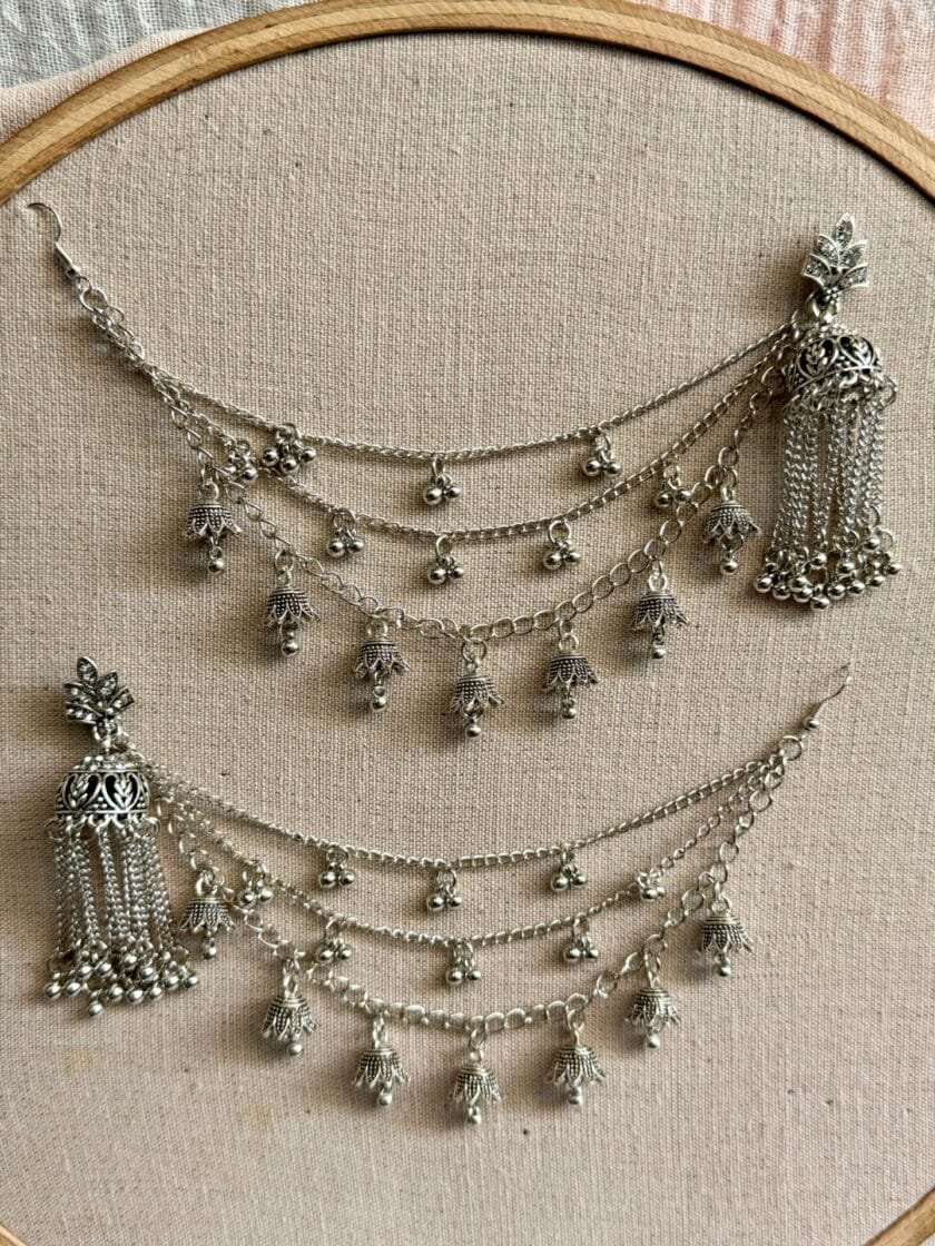 Silver saharay with jhumkay