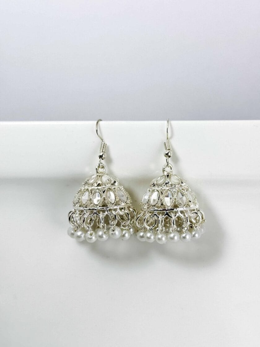 Kundan silver jhumki
