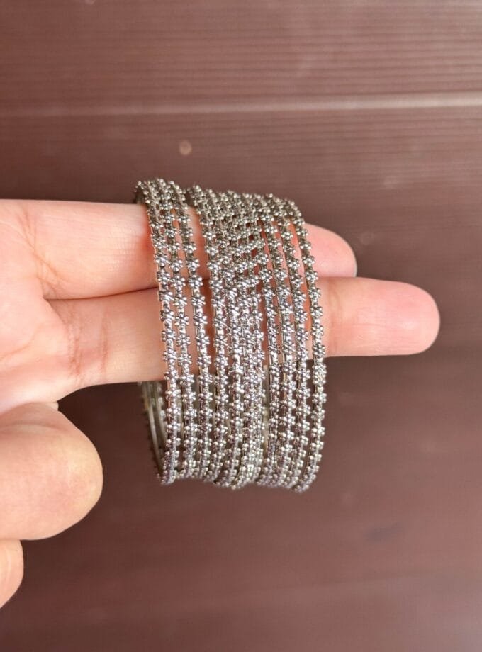 Silver floral steel Bangles