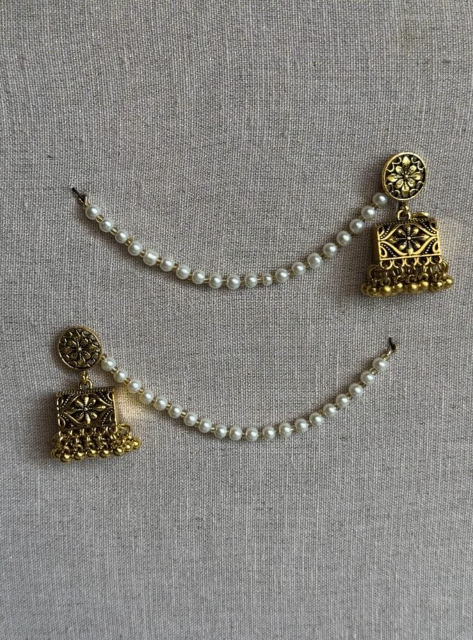 Mehru jhumki with pearl sahara