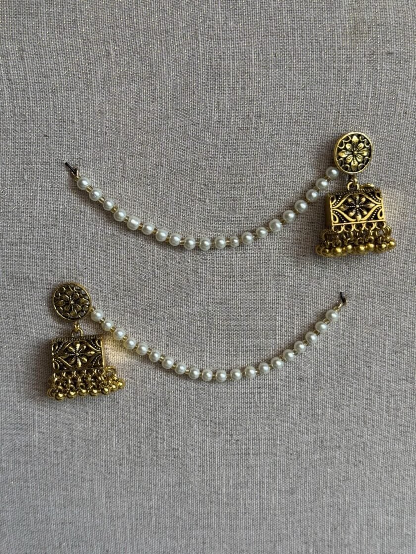 Mehru jhumki with pearl sahara