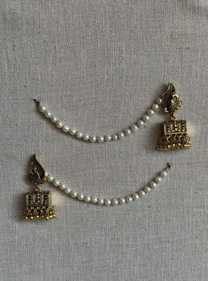 Morni palki jhumki with pearl sahara