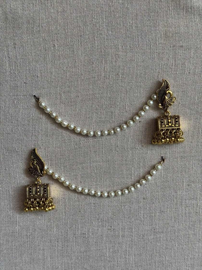Morni palki jhumki with pearl sahara