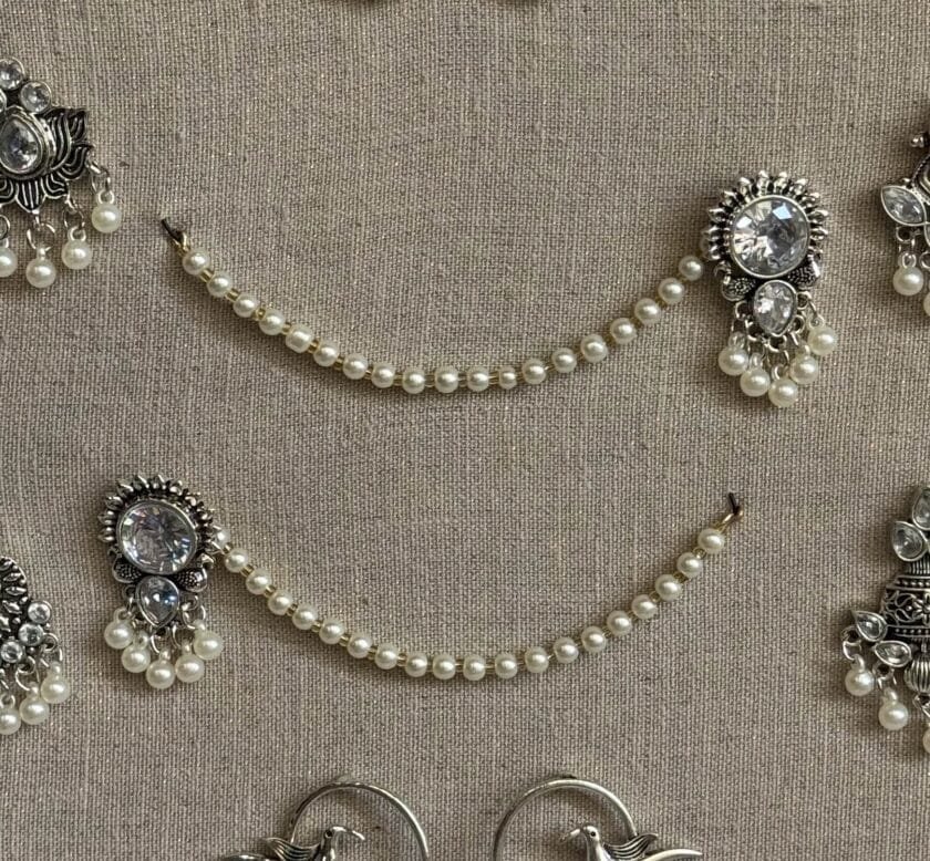 Gulbadan jhumki with pearl sahara
