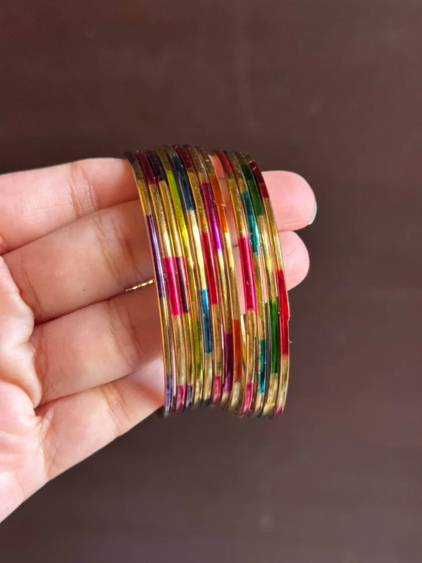 Multicolor golden bangles