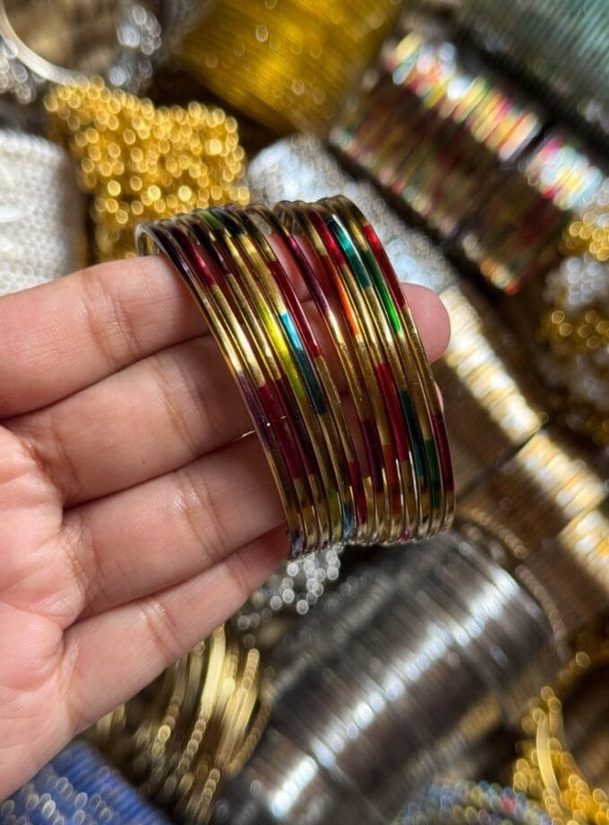 Multicolor golden bangles