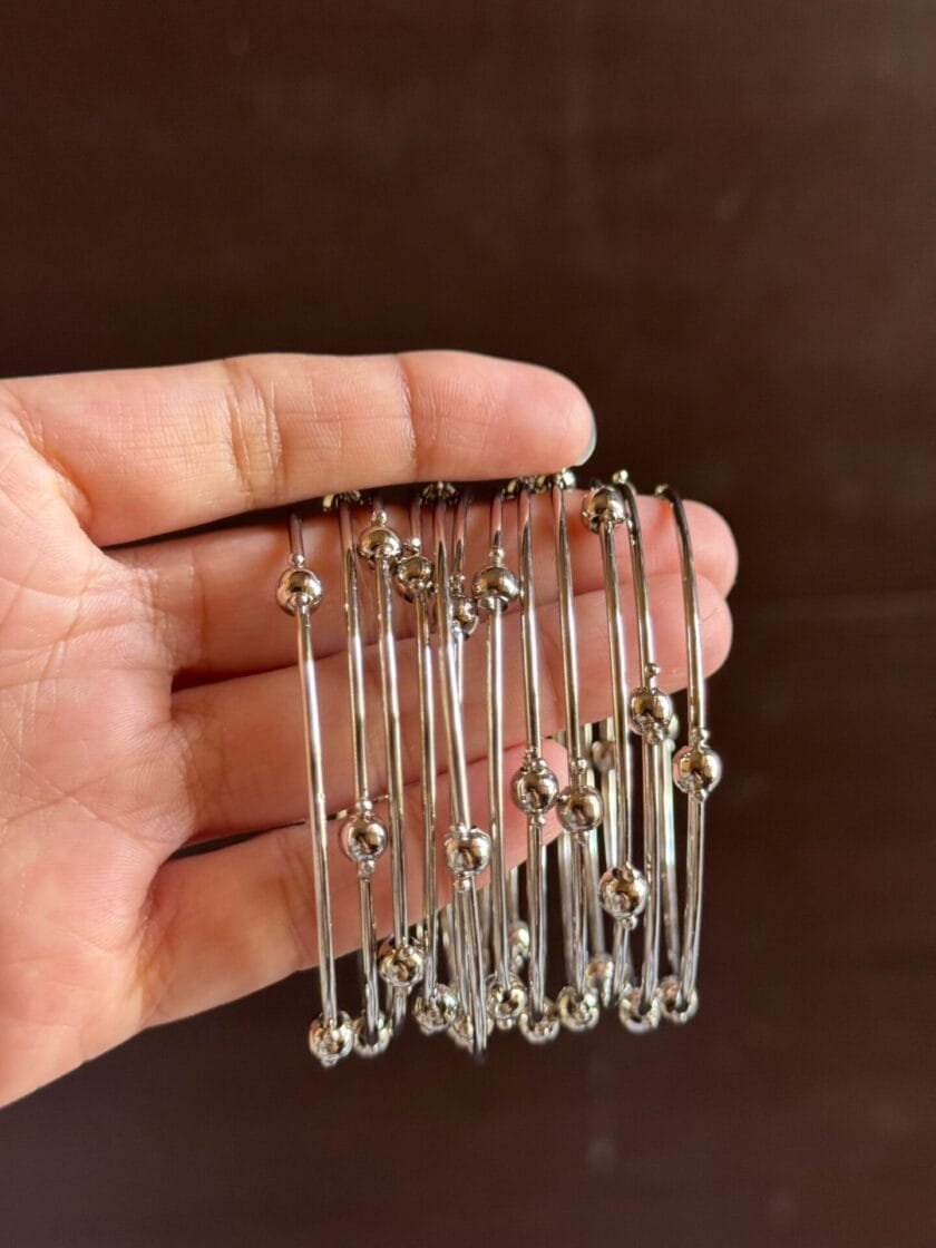 Silver moti bangles - Image 2