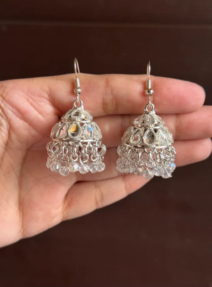 Kundan silver jhumki