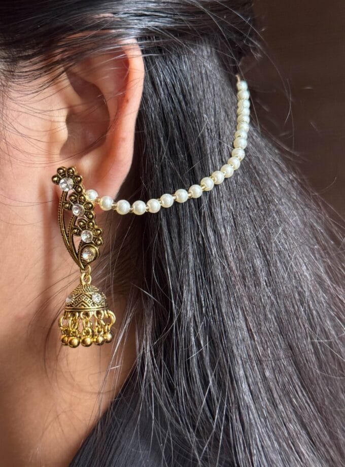 Mah jhumki antique with pearl sahara