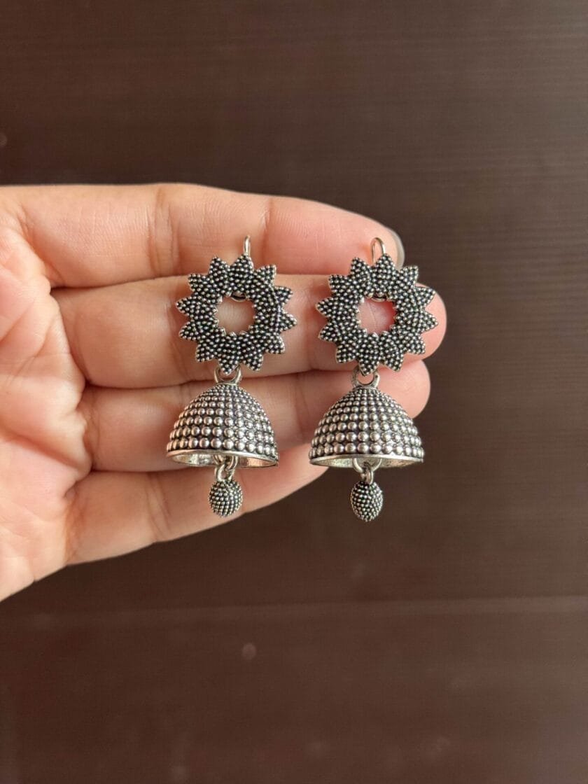 Gulabo silver jhumki