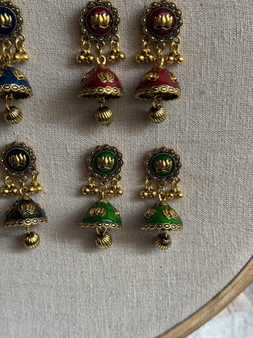 Husn-Ara jhumka antique (available in 8 colors) - Image 2