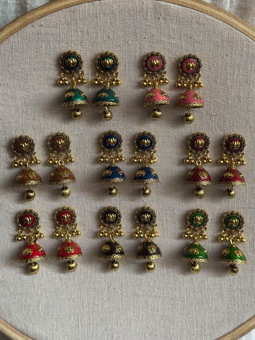 Husn-Ara jhumka antique (available in 8 colors)
