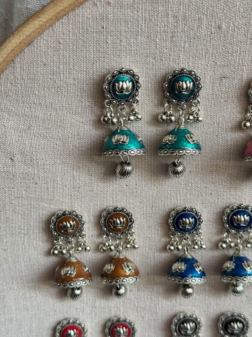 Husn-Ara jhumka silver (available in 8 colors) - Image 2