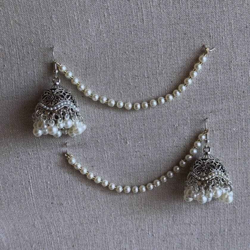 Zinat jhumka silver with pearl sahara