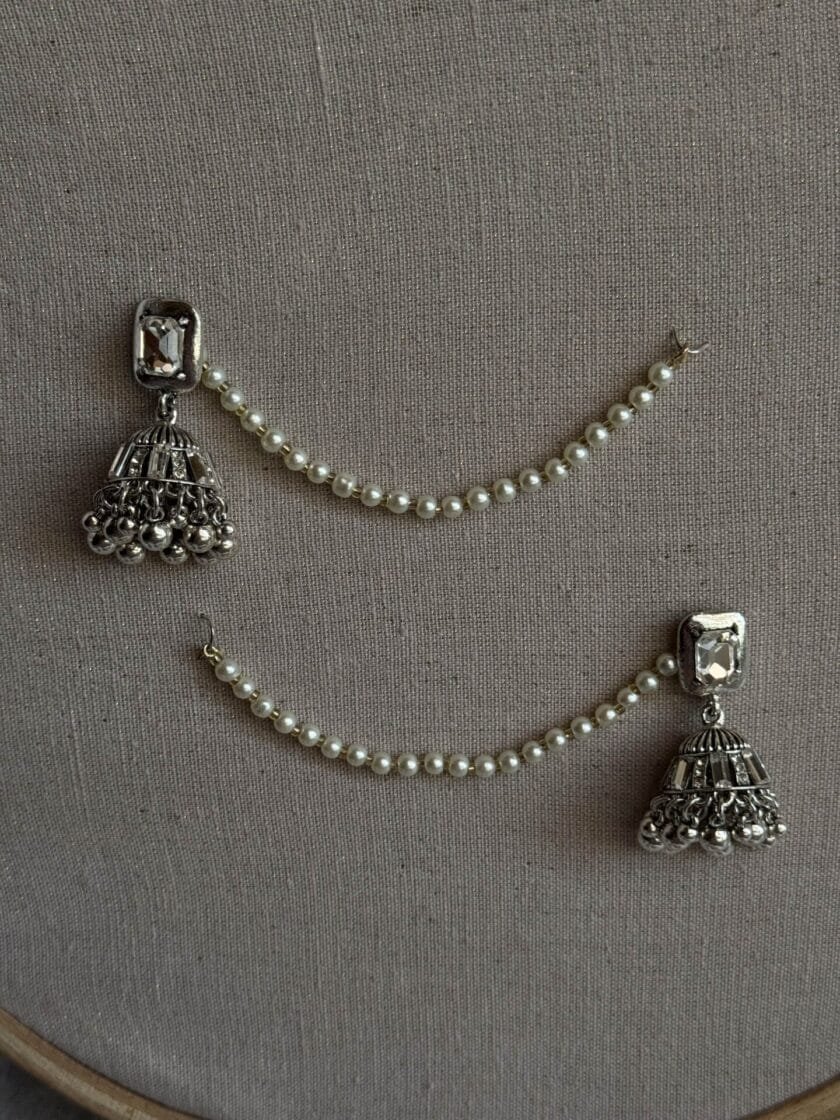 Noor bano jhumki with pearl sahara