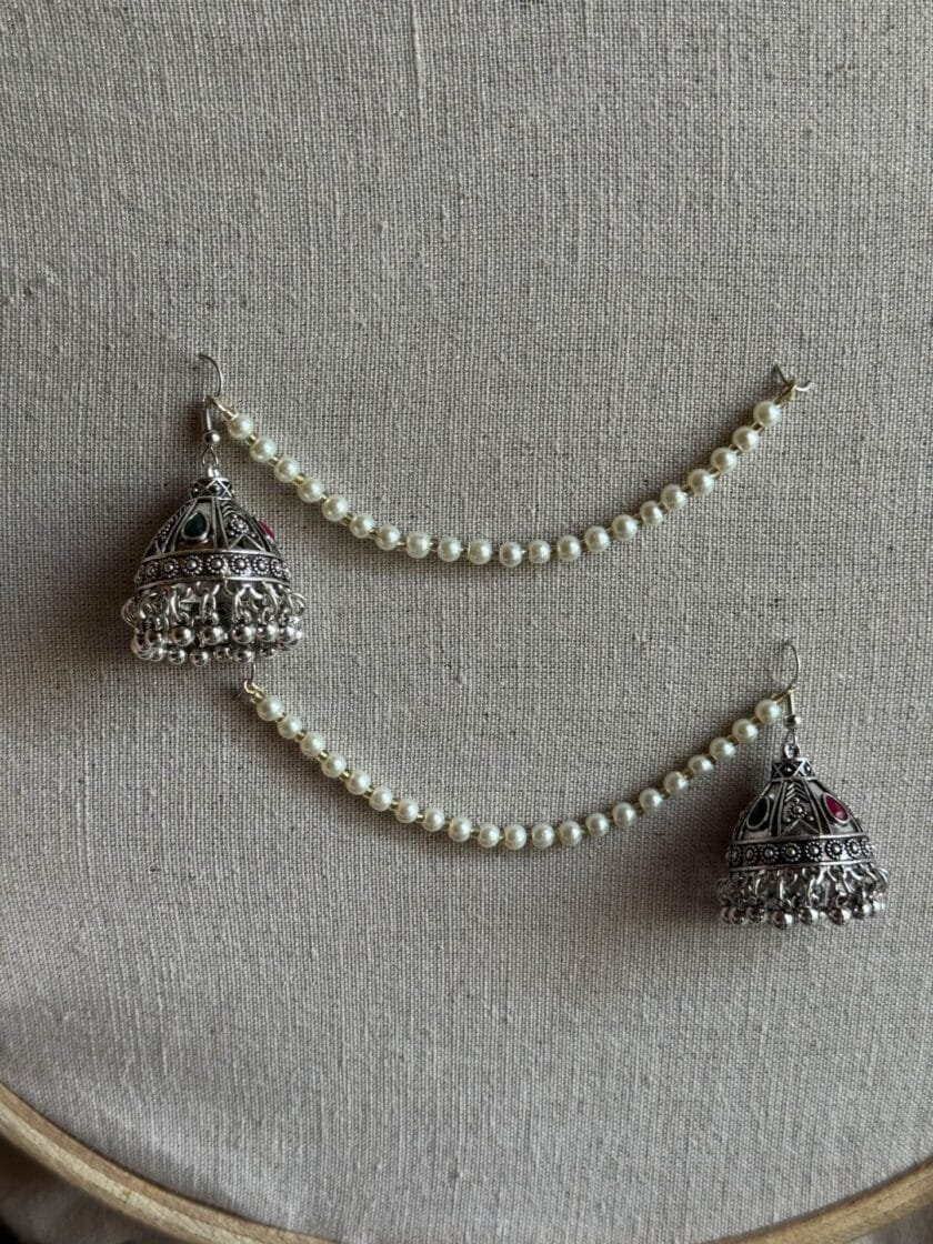 Zara jhumka silver with pearl sahara